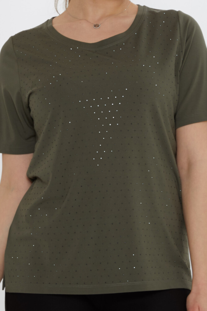 Bluzka z krótkim rękawem Khaki - 80033 | KAZEE (zestaw 3 sztuk M-L-XL) - 3