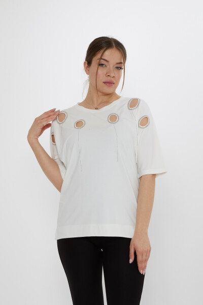 Bluzka z okienkiem Ecru - 80075 | KAZEE (zestaw 3 sztuk M-L-XL) - 1