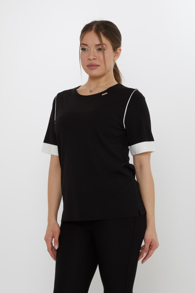 Bluzka z okrągłym dekoltem w kolorze czarnym - 80028 | KAZEE (zestaw 3 sztuk M-L-XL) - KAZEE (1)