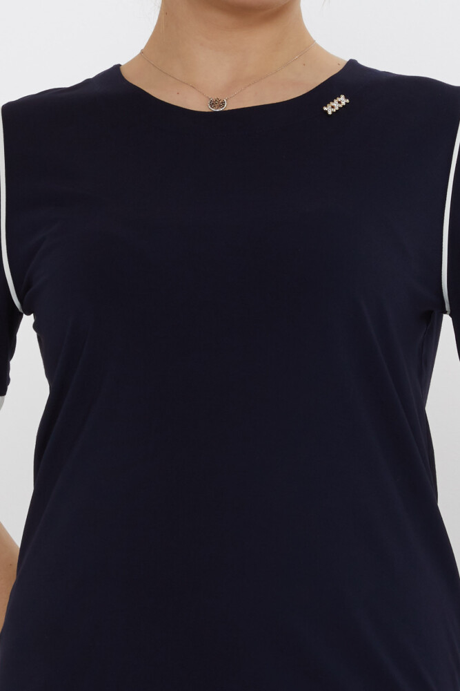 Bluzka z okrągłym dekoltem w kolorze granatowym - 80028 | KAZEE (zestaw 3 sztuk M-L-XL) - 4