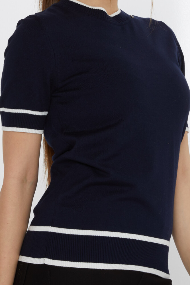 Broche de suéter de punto con detalles en azul marino y crudo - 31292 | KAZEE (Juego de 4 M-L-XL-2XL) - 4