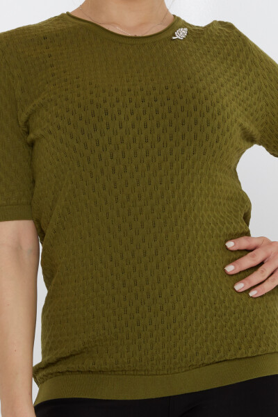 Broche Feuille Pull Tricot Vert Foncé - 31811 | KAZEE (Lot de 3 M-L-XL) - 3