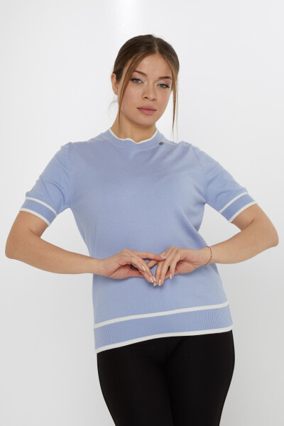 Triko Kazak Broş Detaylı Mavi-Ekru - 31292 | KAZEE (4'lü Set M-L-XL-2XL) - 2