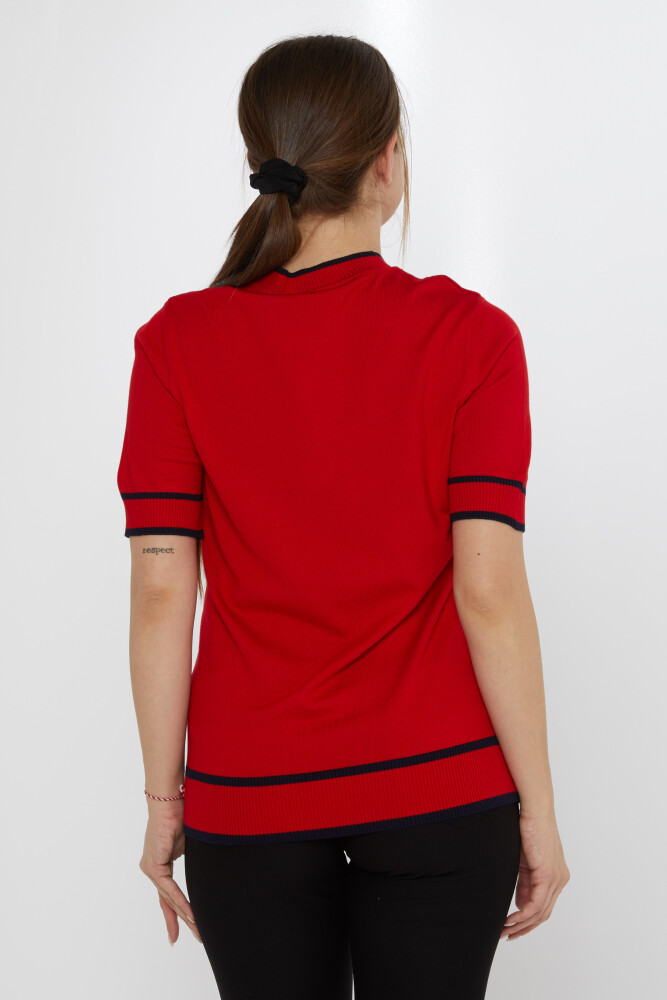 Broche Pull Tricot Détail Rouge-Bleu Marine - 31292 | KAZEE (Lot de 4 M-L-XL-2XL) - 5