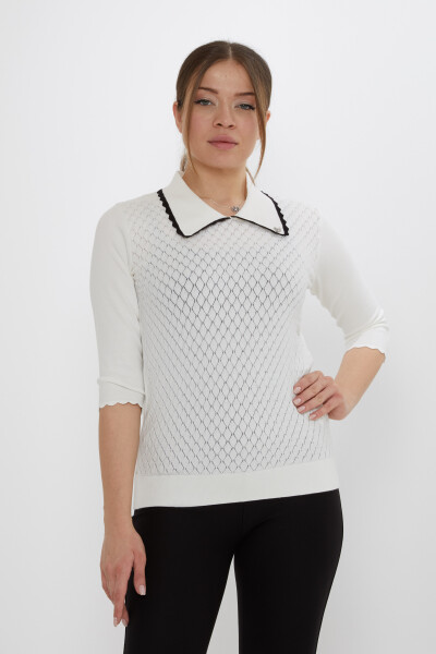 Broszka sweterkowa w kształcie łabędzia ecru-czarna - 31814 | KAZEE (zestaw 3 sztuk M-L-XL) - KAZEE 