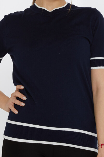 Broszka sweterkowa z dzianiny, szczegółowa, granatowo-ecru - 31292 | KAZEE (zestaw 4 sztuk M-L-XL-2XL) - 3