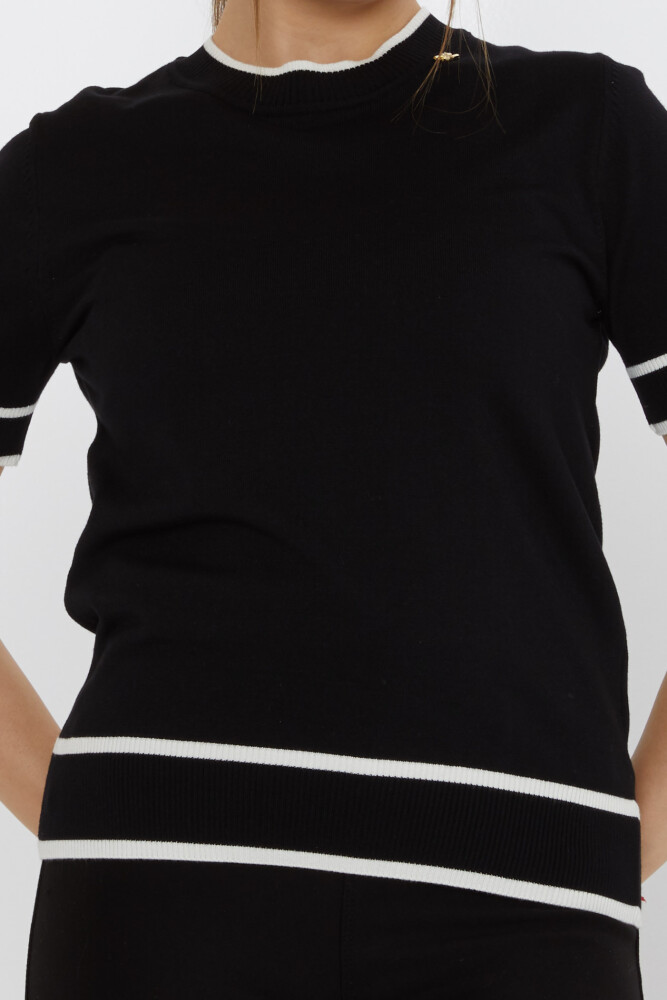 Broszka sweterkowa z dzianiny z detalami w kolorze czarno-ecru - 31292 | KAZEE (zestaw 4 sztuk M-L-XL-2XL) - 3