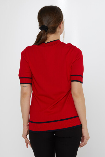 Broszka sweterkowa z dzianiny z detalami w kolorze czerwono-granatowym - 31292 | KAZEE (zestaw 4 sztuk M-L-XL-2XL) - 5