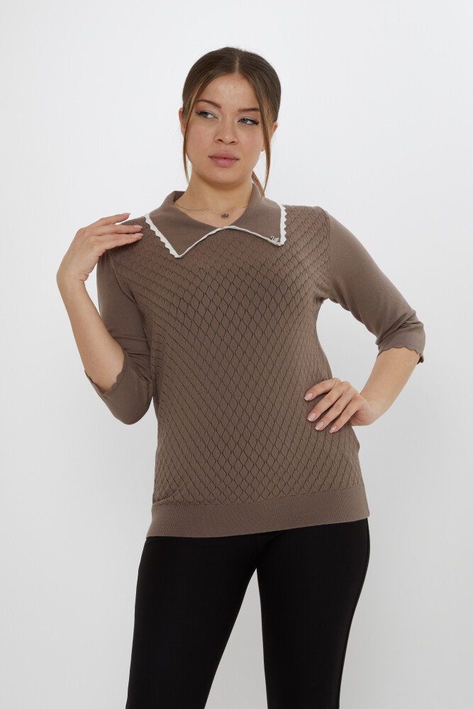 Broszka sweterkowa z motywem łabędzia w kolorze ciemnego norki-ecru - 31814 | KAZEE (zestaw 3 sztuk M-L-XL) - 1