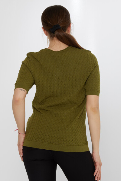 Broszka z dzianiny w kształcie liścia, ciemnozielona - 31811 | KAZEE (zestaw 3 sztuk M-L-XL) - 6