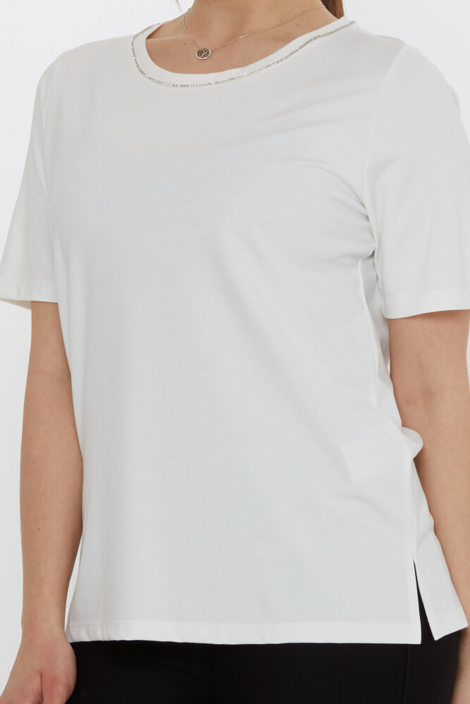 Camicetta Collo Pietra Dettagliata Ecru - 80030 | KAZEE (Set di 3 M-L-XL) - 5