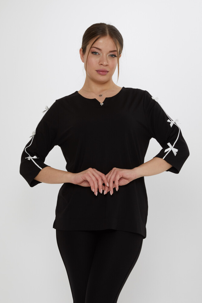 Camicetta con fiocco e dettaglio sulle maniche Nero - 80051 | KAZEE (Set di 3 L-XL-2XL) - 1