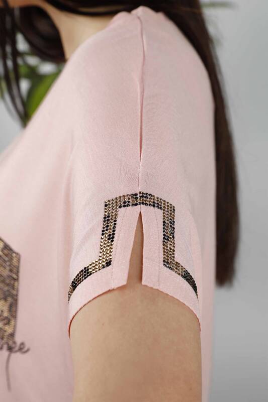Camicetta da donna all'ingrosso con logo Kazee e tasca ornamentale - 77597 | KAZEE