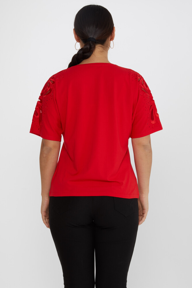 Camicetta Maniche Ricamate Rosso - 79916 | KAZEE (Set di 4 L-XL-2XL-3XL) - 5