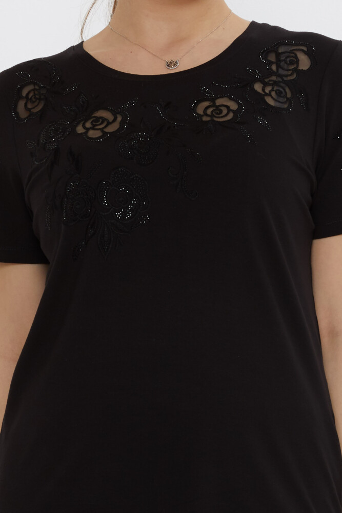 Camicetta Motivo Rosa Nero - 80125 | KAZEE (Set di 3 M-L-XL) - 4