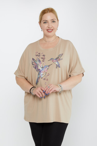 Camicetta Uccello Modellato Beige - 79948 | KAZEE (Set di 4 M-L-XL-2XL) 