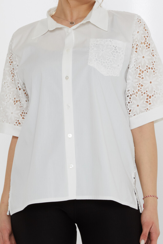Camisa Flor Bordada Cruda - 20512 | KAZEE (Juego de 3 40-42-44) - 3