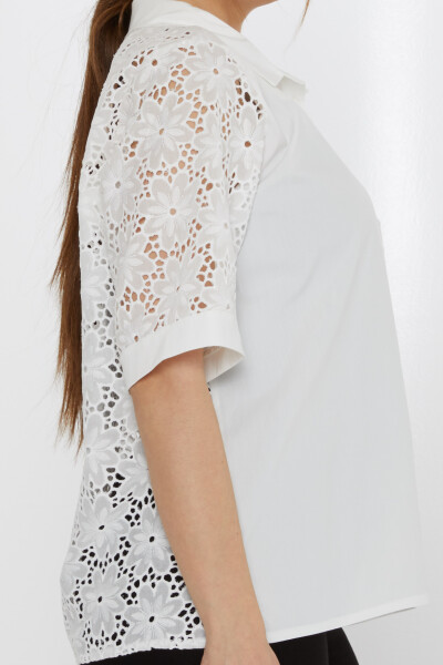 Camisa Flor Bordada Cruda - 20512 | KAZEE (Juego de 3 40-42-44) - 4