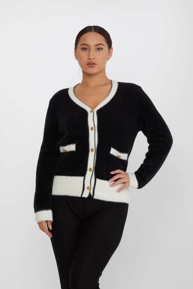 Cardigan Angora Poche Détail Boutonné Noir - 30627 | KAZEE (Lot de 4 S-M-L-XL) - 1