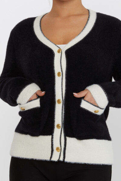 Cardigan Angora Poche Détail Boutonné Noir - 30627 | KAZEE (Lot de 4 S-M-L-XL) - 4
