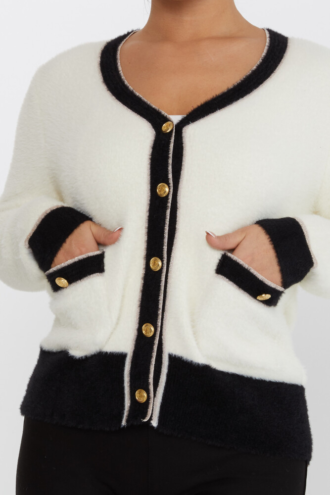 Cardigan Angora Poche Détail Boutonné Ecru - 30627 | KAZEE (Lot de 4 S-M-L-XL) - 4