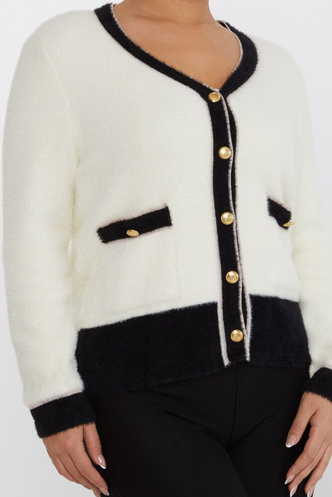 Cardigan Angora Poche Détail Boutonné Ecru - 30627 | KAZEE (Lot de 4 S-M-L-XL) - 5