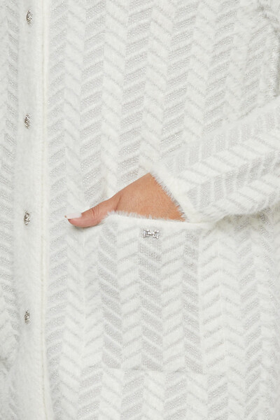 Cárdigan de angora con detalle de bolsillo en color crudo - 30816 | KAZEE (Juego de 4 tallas L-XL-2XL-3XL) - 4