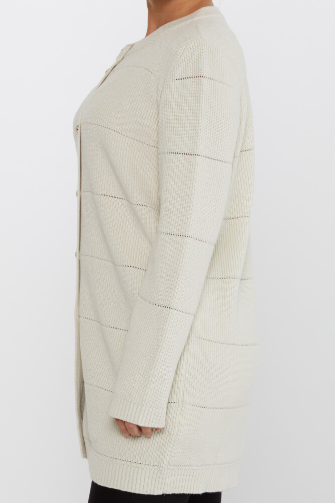 Cárdigan de punto con botones y detalle en color crudo - 30643 | KAZEE (Juego de 3 tallas M-L-XL) - 4