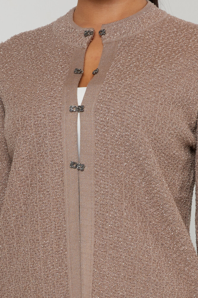 Cárdigan de punto con purpurina de transición en visón - 30710 | KAZEE (Juego de 4 tallas M-L-XL-2XL) - 4