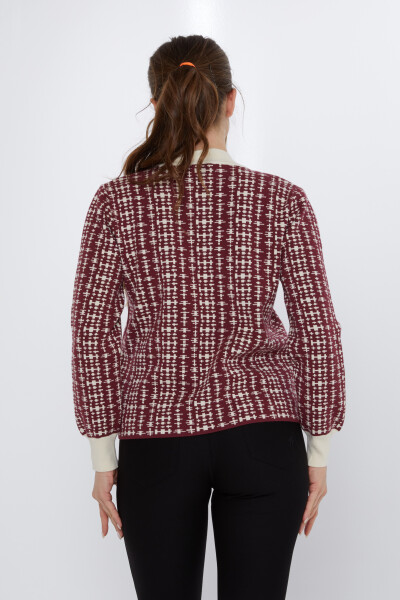Cardigan en maille avec détail de poche Rouge bordeaux - 31824 | KAZEE (Lot de 3 M-L-XL) - 5