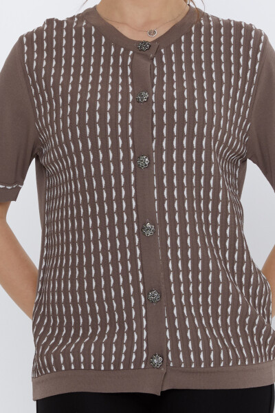 Cardigan en tricot avec boutons et détails en os de vison - 31800 | KAZEE (Lot de 3 S-M-L) - 3