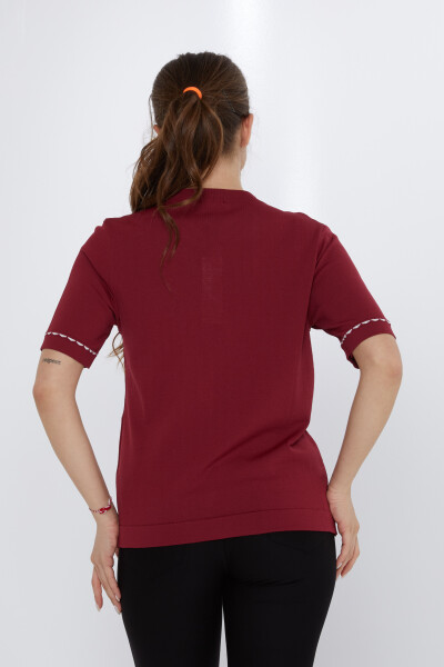 Cardigan in maglia con bottoni e dettagli in osso bordeaux - 31800 | KAZEE (Set di 3 S-M-L) - 5