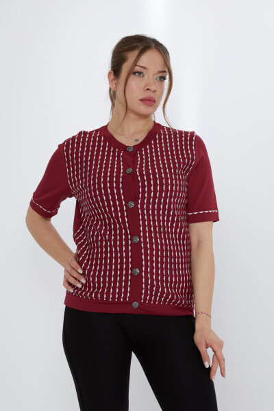 Cardigan in maglia con bottoni e dettagli in osso bordeaux - 31800 | KAZEE (Set di 3 S-M-L) - KAZEE (1)