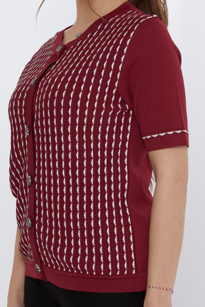 Cardigan in maglia con bottoni e dettagli in osso bordeaux - 31800 | KAZEE (Set di 3 S-M-L) - 4