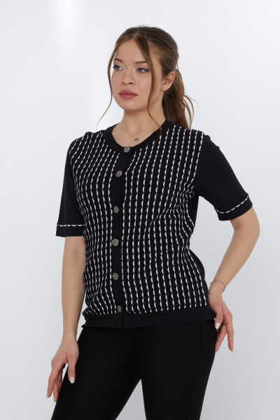 Cardigan in maglia con bottoni e dettagli in osso nero - 31800 | KAZEE (Set di 3 S-M-L) - KAZEE 