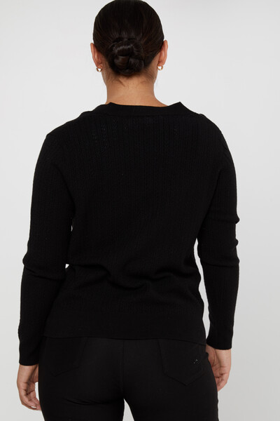 Cardigan lavorato a maglia con bottoni a cuore nero - 31052 | KAZEE (Set di 4 L-XL-2XL-3XL) - 5