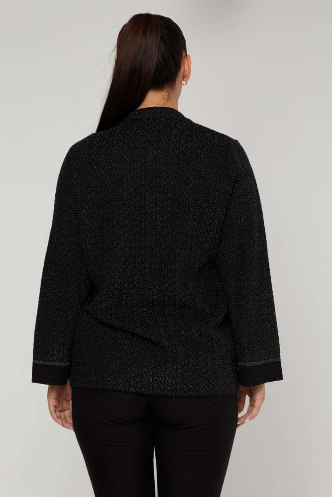 Cardigan lavorato a maglia glitterato nero di transizione - 30710 | KAZEE (Set di 4 M-L-XL-2XL) - 5