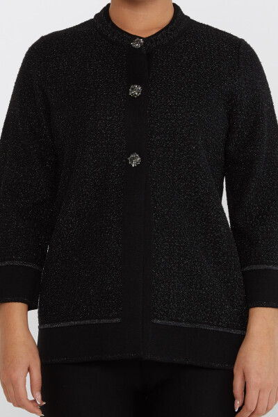 Tricotaj Cardigan Stoned Button Detail Negru - 30075 | KAZEE (Set de 3 L-XL-2XL) - 3