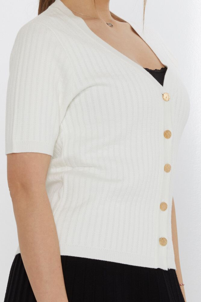 Cardigan tricoté à manches courtes écru - 30701 | KAZEE (Lot de 3 M-L-XL) - 5