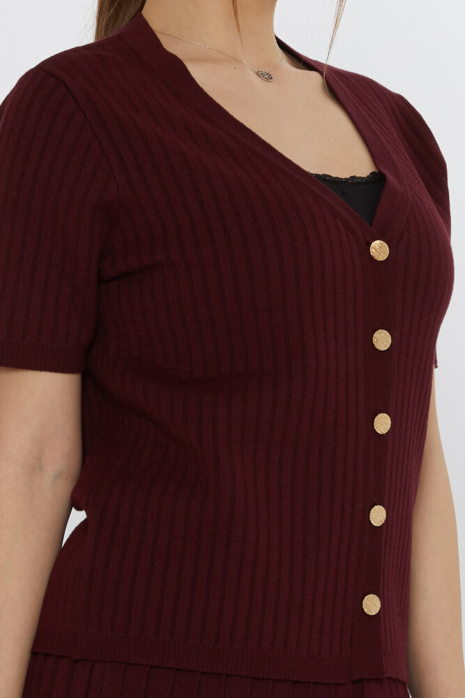 Cardigan tricoté à manches courtes Prune - 30701 | KAZEE (Lot de 3 M-L-XL) - 5