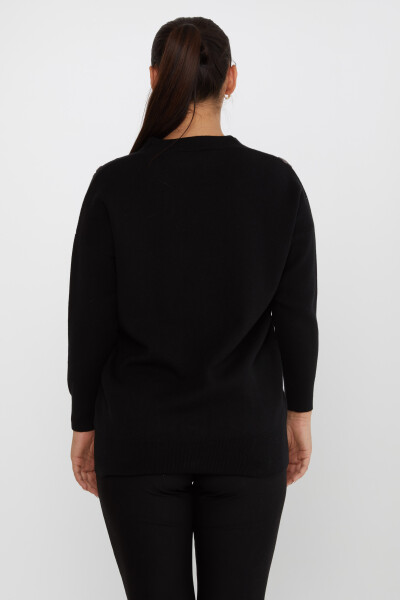 Cardigan en maille à motifs de feuilles et boutons Noir - 31209 | KAZEE (Lot de 3 M-L-XL) - 6