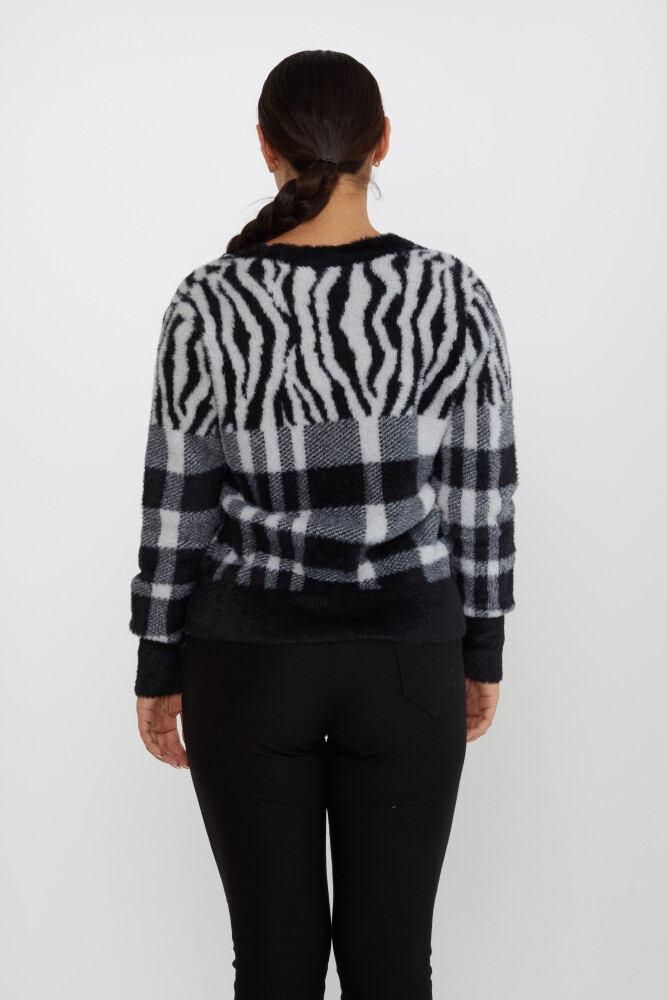 Gilet Angora Boutonné Transition de Couleur Noir-Ecru - 30586 | KAZEE (Lot de 3 S-M-L) - 5