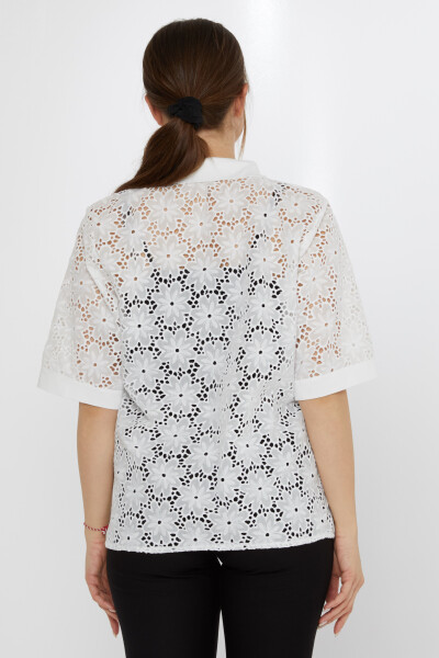 Chemise Fleur Brodée Écru - 20512 | KAZEE (Lot de 3 40-42-44) - 5