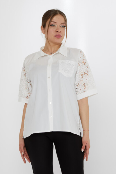 Chemise Fleur Brodée Écru - 20512 | KAZEE (Lot de 3 40-42-44) - KAZEE (1)