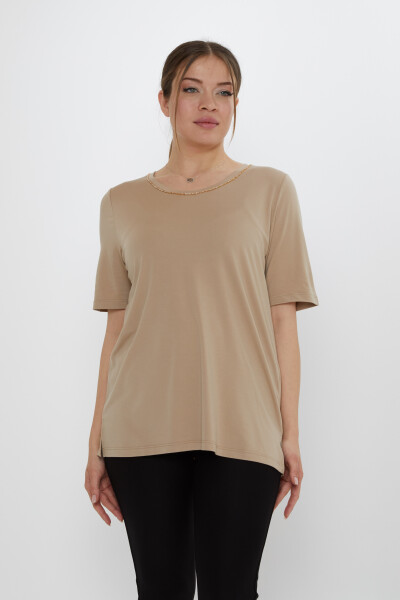 Chemisier Col Pierre Détail Beige - 80030 | KAZEE (Lot de 3 M-L-XL) - 1