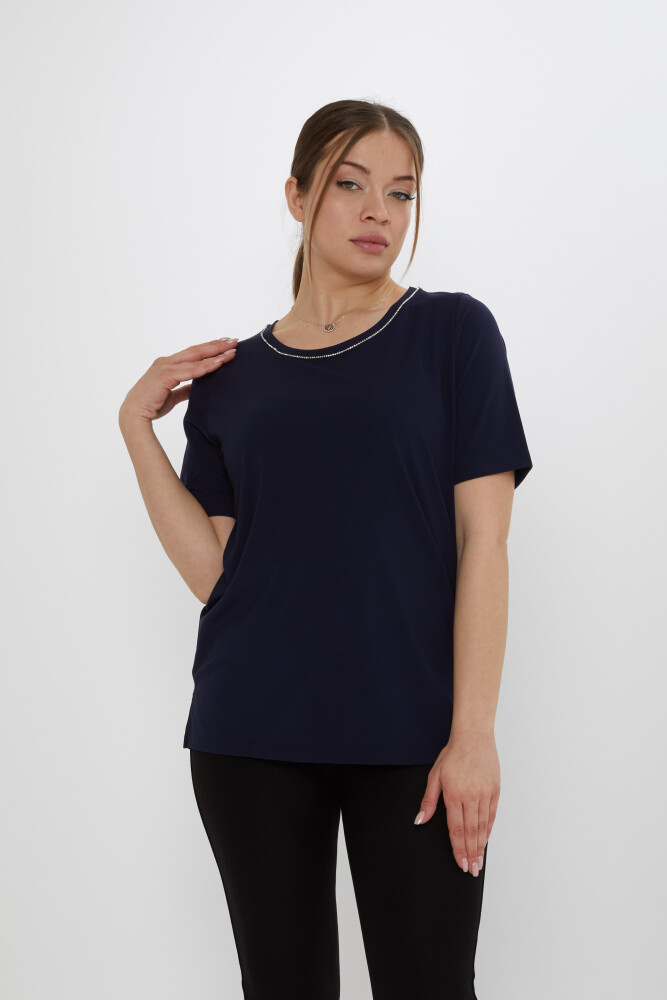 Chemisier Col Pierre Détail Bleu Marine - 80030 | KAZEE (Lot de 3 M-L-XL) - 2