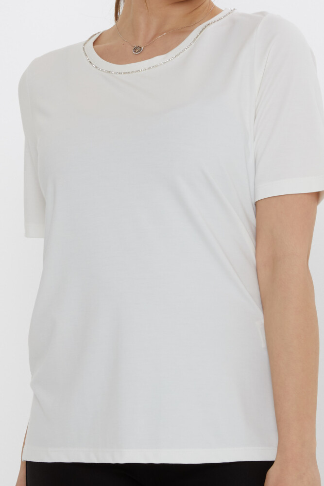 Chemisier Col Pierre Détail Écru - 80030 | KAZEE (Lot de 3 M-L-XL) - 3