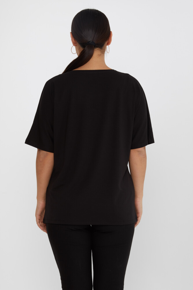 Chemisier Col Rond Brodé Pierre Noir - 79652 | KAZEE (Lot de 4 M-L-XL-2XL) - 5