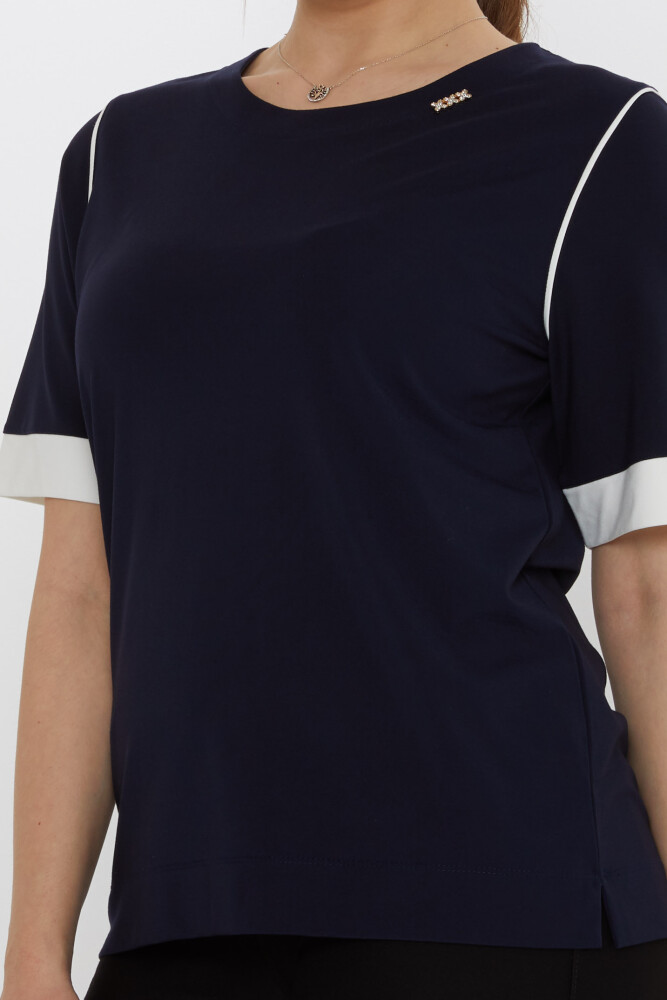 Chemisier col rond bleu marine - 80028 | KAZEE (Lot de 3 M-L-XL) - 5