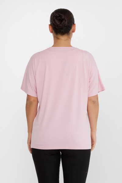 Chemisier brodé en pierre colorée à manches courtes rose - 79634 | KAZEE (Lot de 4 M-L-XL-2XL) - 5